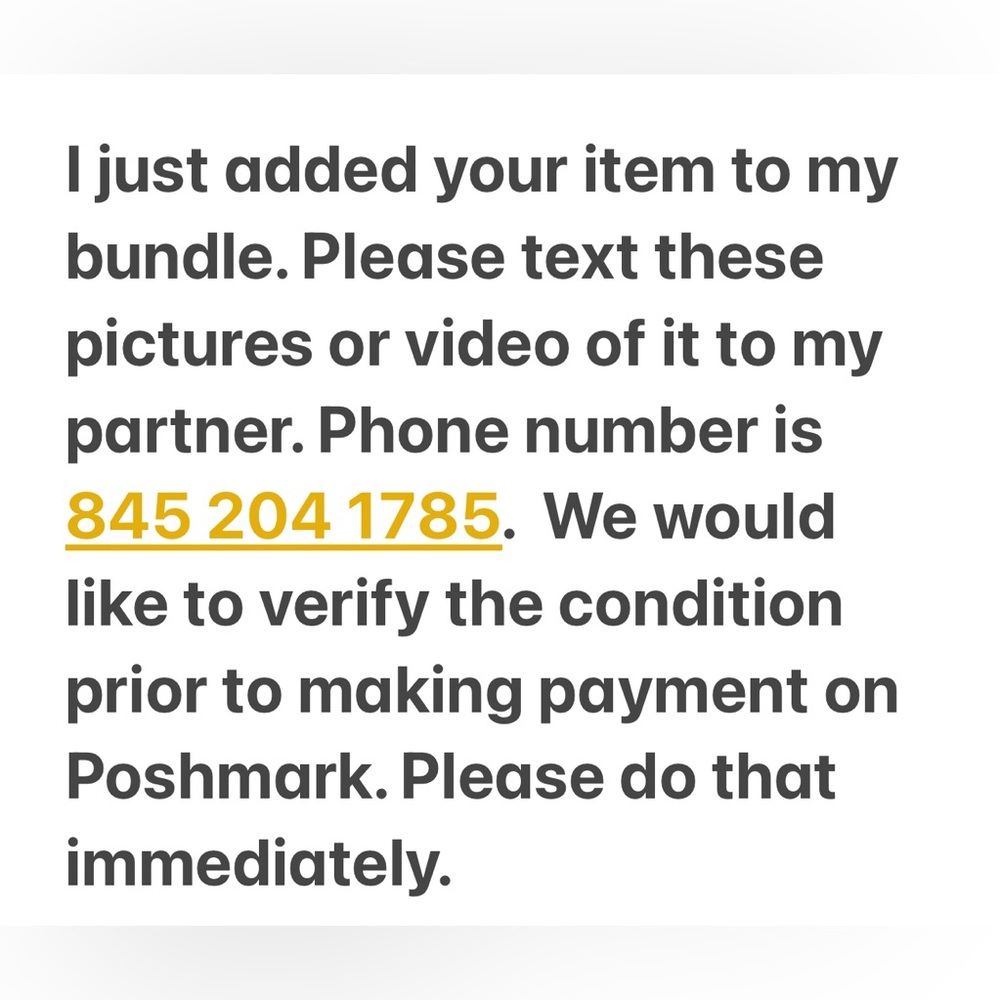 Pls text pics of your item I just added to my bundle to my partner 845 2041785.